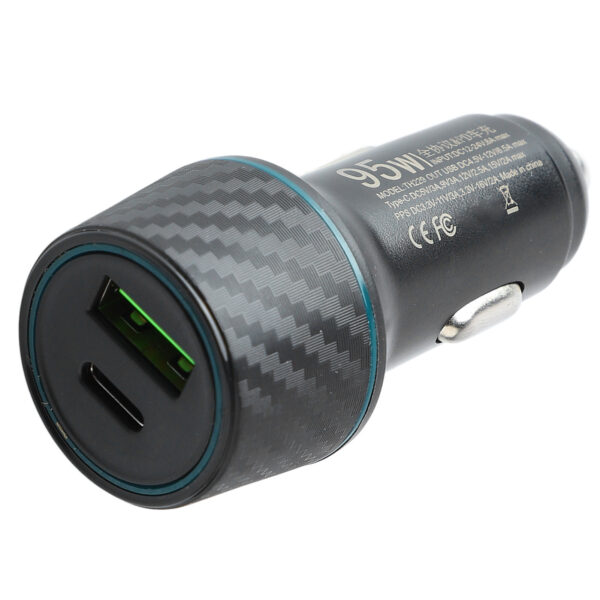 DC 12‑24V Car Charger 95W USB PD Dual Port Fast Charging Carbon Fiber Style Cigarette Lighter Charger Adapter for Car Truck - Image 4