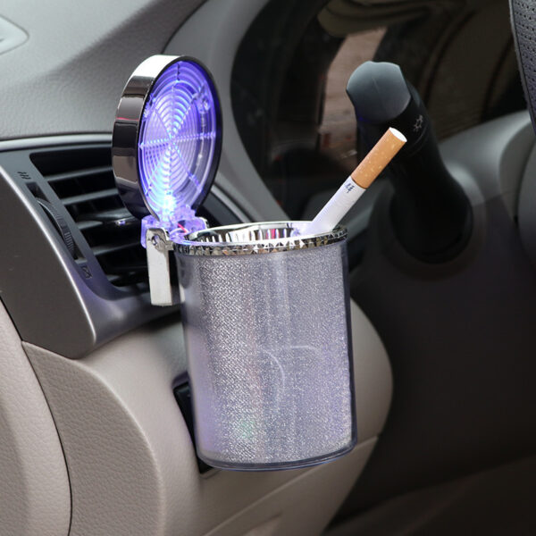 Car Ashtray With LED Light RGB Ambient Light Cigarette Cigar Ash Tray Container Trash Can Portable Ashtray Auto Accessories - Image 5